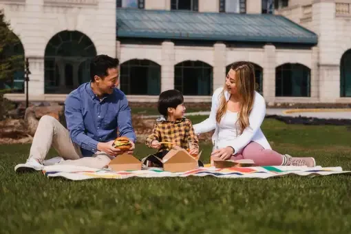Fairmont Chateau Lake Louise — A family picnic on Fairmont Chateau Lake Louise grounds